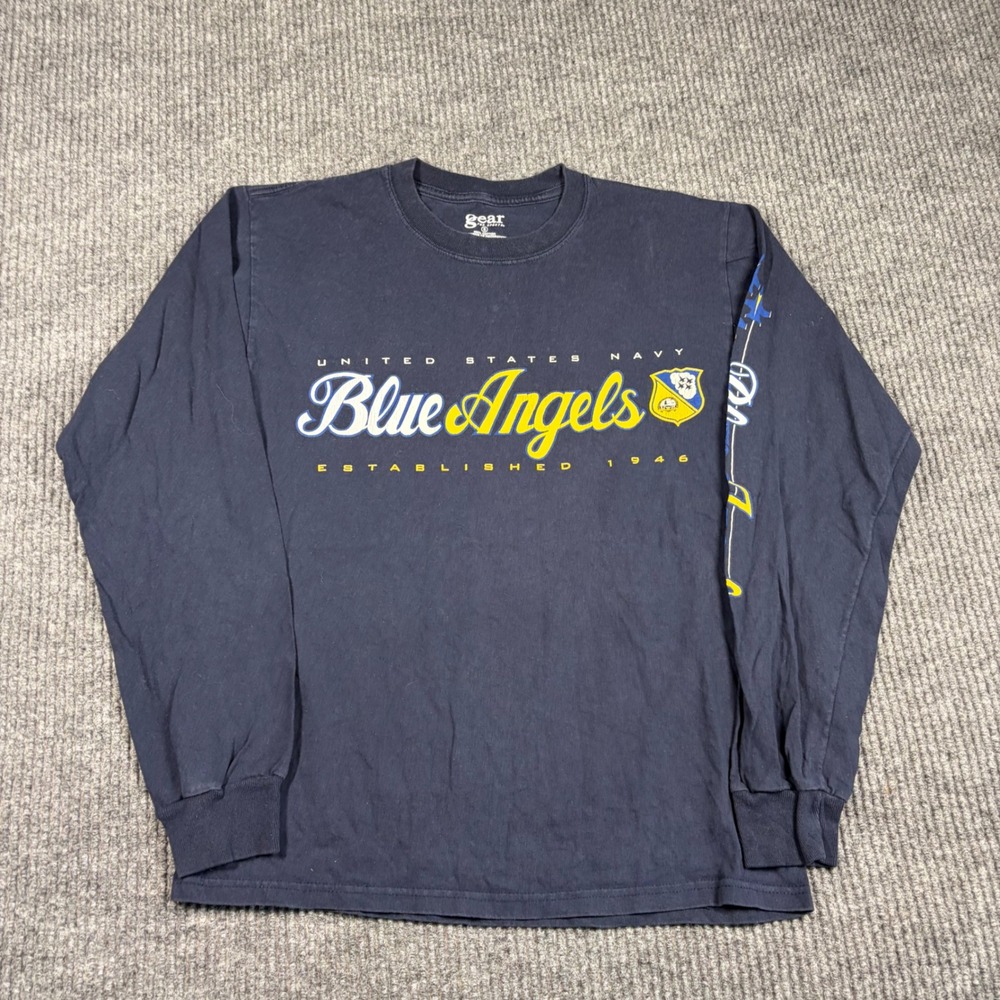 Gear For Sports Shirt Men's S  US Navy Blue Angels Long Sleeve Navy Blue Cotton